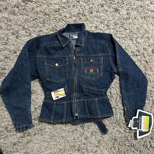 Deadstock 90s Denim Rocker Jacket Squeeze Brand Denim Size M